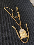 14k 6mm Gold Plated Cuban Link Chain Pendant and Bracelet Set