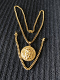 14k 6mm Gold Plated Cuban Link Chain Pendant and Bracelet Set
