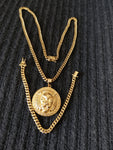 14k 6mm Gold Plated Cuban Link Chain Pendant and Bracelet Set