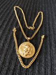 14k 6mm Gold Plated Cuban Link Chain Pendant and Bracelet Set