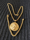14k 6mm Gold Plated Cuban Link Chain Pendant and Bracelet Set