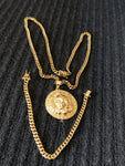 14k 6mm Gold Plated Cuban Link Chain Pendant and Bracelet Set