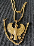 14k 6mm Gold Plated Cuban Link Chain Pendant and Bracelet Set