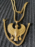 14k 6mm Gold Plated Cuban Link Chain Pendant and Bracelet Set