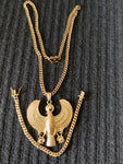 14k 6mm Gold Plated Cuban Link Chain Pendant and Bracelet Set