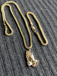 14k 3mm Gold plated Franco Chain Bracelet and Pendent Set