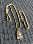14k 3mm Gold plated Franco Chain Bracelet and Pendent Set