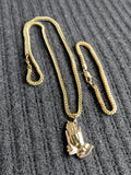14k 3mm Gold plated Franco Chain Bracelet and Pendent Set