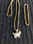 14k 3mm Gold plated Franco Chain Bracelet and Pendent Set