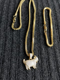 14k 3mm Gold plated Franco Chain Bracelet and Pendent Set