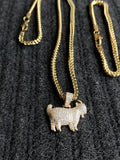 14k 3mm Gold plated Franco Chain Bracelet and Pendent Set
