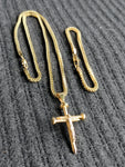 14k 3mm Gold plated Franco Chain Bracelet and Pendent Set
