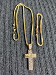 Copy of 14k 3mm Gold plated Franco Chain Bracelet and Pendent Set