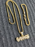 14k 3mm Gold plated Franco Chain Bracelet and Pendent Set