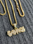 14k 3mm Gold plated Franco Chain Bracelet and Pendent Set