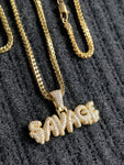 14k 3mm Gold plated Franco Chain Bracelet and Pendent Set