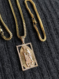 14k 3mm Gold plated Franco Chain Bracelet and Pendent Set