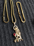 14k 3mm Gold plated Franco Chain Bracelet and Pendent Set