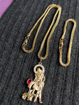 14k 3mm Gold plated Franco Chain Bracelet and Pendent Set
