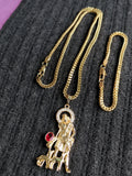 14k 3mm Gold plated Franco Chain Bracelet and Pendent Set
