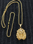 14k 3mm Gold Plated Rope Chain and Pendent Set