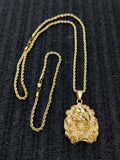 14k 3mm Gold Plated Rope Chain and Pendent Set