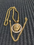 14k 6mm Gold Plated Cuban Link Chain Pendant and Bracelet Set