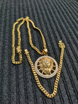 14k 6mm Gold Plated Cuban Link Chain Pendant and Bracelet Set