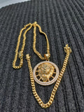 14k 6mm Gold Plated Cuban Link Chain Pendant and Bracelet Set