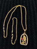 14k 3mm Gold Plated Rope Chain and Pendent Set