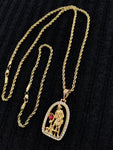14k 3mm Gold Plated Rope Chain and Pendent Set