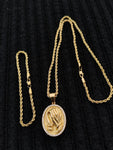 14k 3mm Gold Plated Rope Chain and Pendent Set