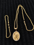 14k 3mm Gold Plated Rope Chain and Pendent Set