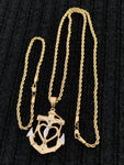 14k 3mm Gold Plated Rope Chain and Pendent Set