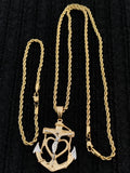 14k 3mm Gold Plated Rope Chain and Pendent Set