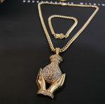 14k Gold Plated 6mm Cuban Link Chain Pendant and Bracelet Set
