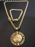 14k Gold Plated 6mm Cuban Link Chain Pendant and Bracelet Set